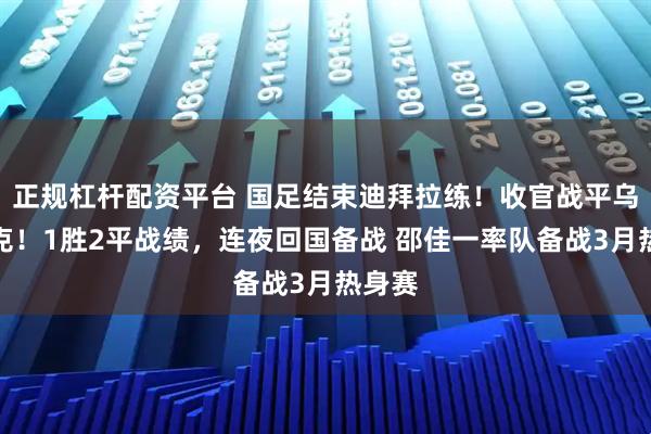 正规杠杆配资平台 国足结束迪拜拉练！收官战平乌兹别克！1胜2平战绩，连夜回国备战 邵佳一率队备战3月热身赛