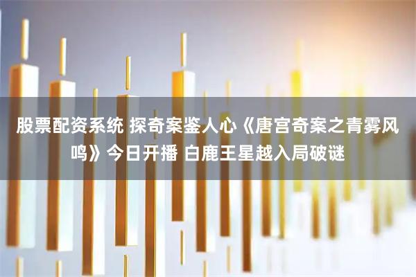 股票配资系统 探奇案鉴人心《唐宫奇案之青雾风鸣》今日开播 白鹿王星越入局破谜